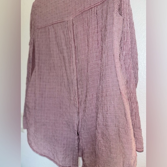 Free people No Limits Stripe Split Back Button Loose Oversized Bohemian - Picture 5 of 11